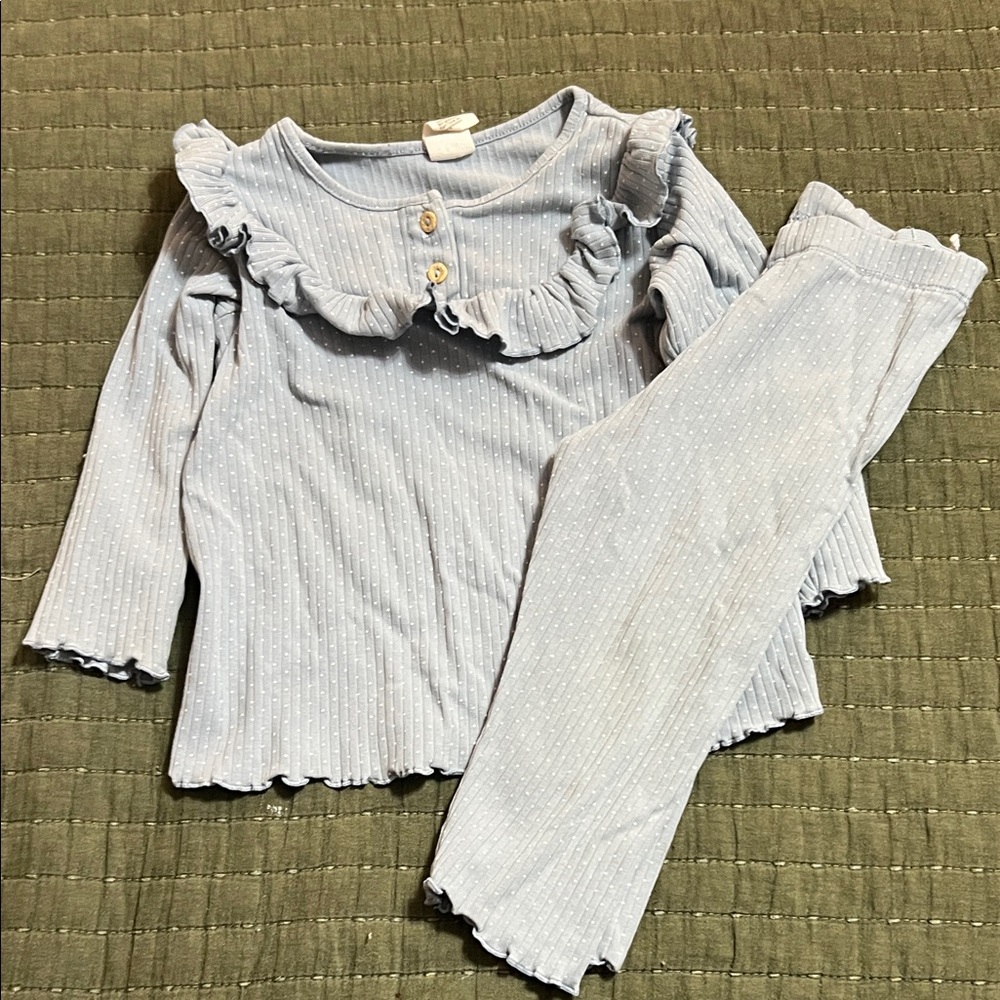 H&M Light Blue and Olive Button-Up Shirt